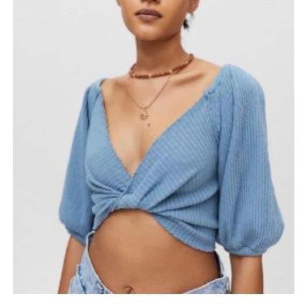 Urban Outfitters Blue Knit Crop Top